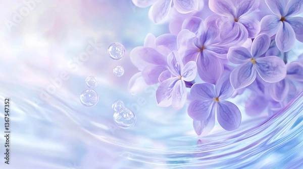 Fototapeta 紫色丁香花水纹壁纸