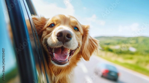 Fototapeta 带宠物狗自驾游