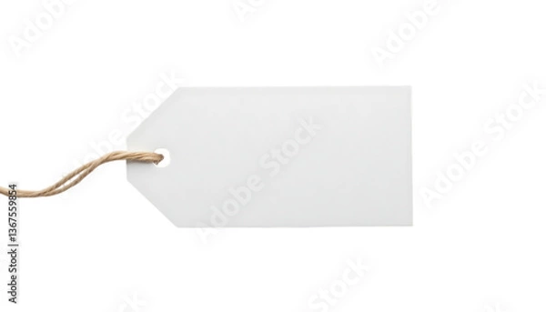 Fototapeta A blank white tag with a string, perfect for labeling items or gifts png