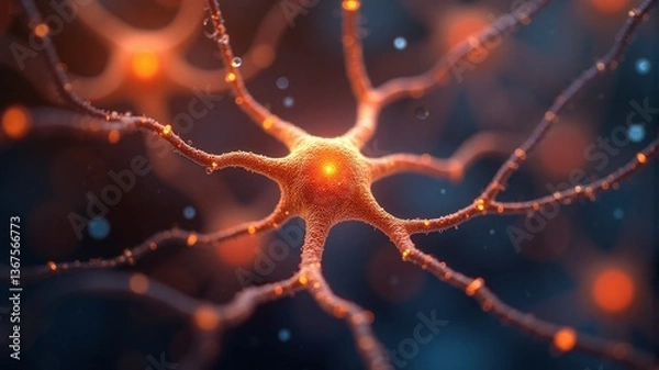 Fototapeta Close-up of a Neuron Cell Structure in a Brain