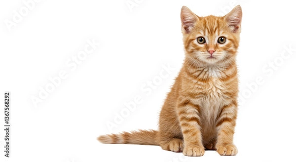 Obraz Isolated Ginger Kitten Sitting