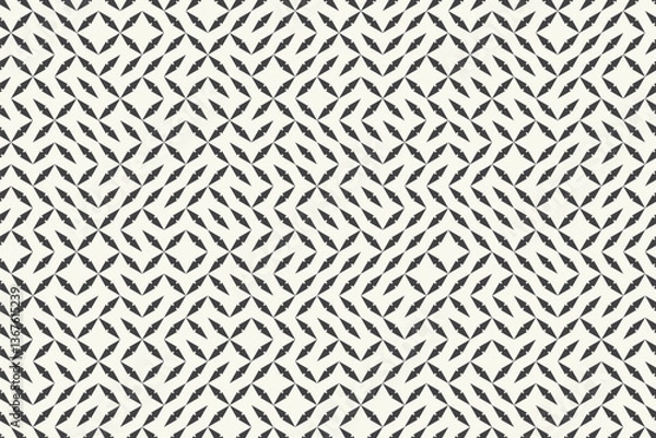 Fototapeta Monochrome technology background, abstract geometric bg with random placed design elements, seamless vector pattern intricate connected shapes in chaotic structured circuit pathways.