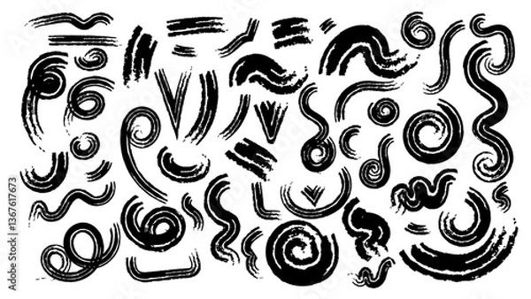 Obraz Marker underline. Pencil brush crayon marker chalk texture line stroke .Grunge brush strokes, lines, ink smudges, hand-drawn scribble shapes. Handmade sketchy marks, acrylic stains, charcoal streaks. 
