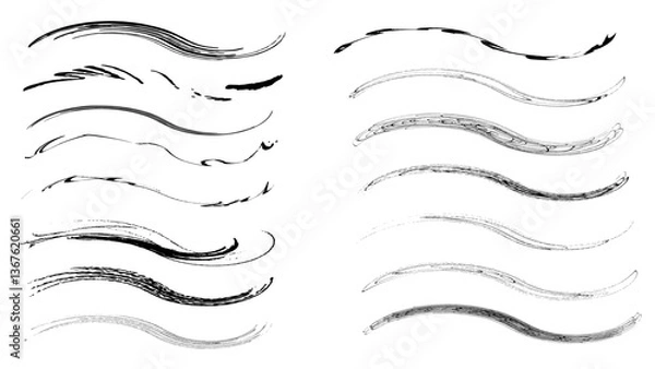 Obraz Line Strokes Vector illustration Chalk crayon underline, check mark, scribble and texture in rough hand sketch style.Hand drawn line chalk brush stroke arrow line set. 