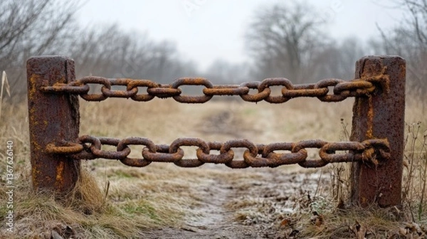 Fototapeta "An obstacle in the path, symbolizing concerns and challenges, representing personal struggles and barriers to progress"

