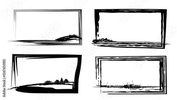 Obraz Rectangular retro frames set.Frame Grainy abstract square shapes frame.Square gradient noise grain vector textures.Noise grain frame for photos, dirty, texture for your design.