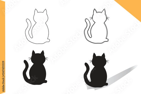 Fototapeta simple cat silhouette in various styles