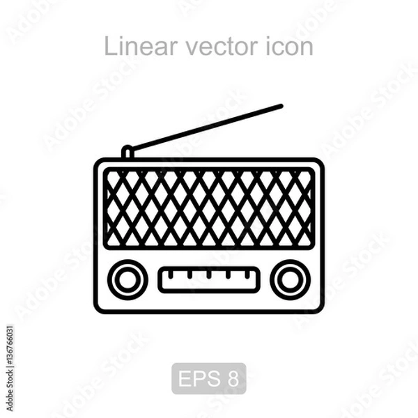 Fototapeta Radio. Linear vector icon.