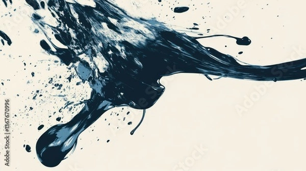 Fototapeta Abstract ink splatter, artistic expression, dynamic and fluid background.