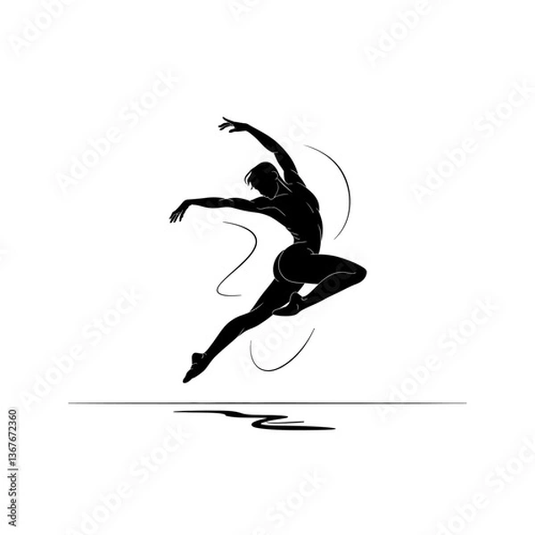 Fototapeta A person in a dynamic dance pose set black color vector isolated white background