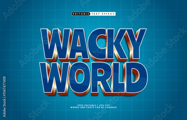 Fototapeta wacky world editable text effect with a play and game text effect