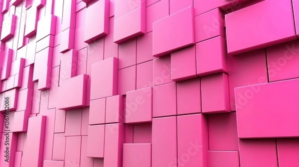 Fototapeta Abstract pink cube design creates a textured background of geometric shapes.