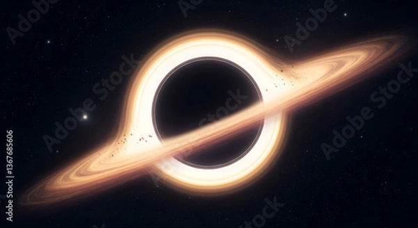 Obraz Black Hole with Accretion Disk in Deep Space