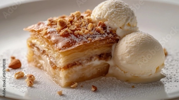 Fototapeta A close-up shot of a delicious piece of baklava,