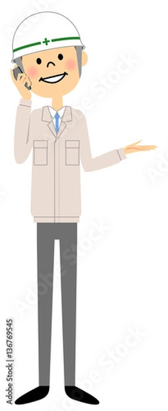 Fototapeta 現場監督　電話