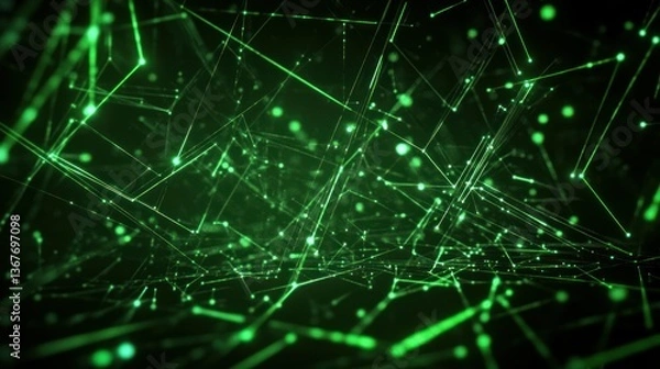 Fototapeta Green abstract digital network background for modern communication.
