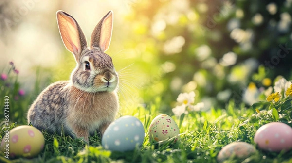 Obraz easter bunny with easter eggs