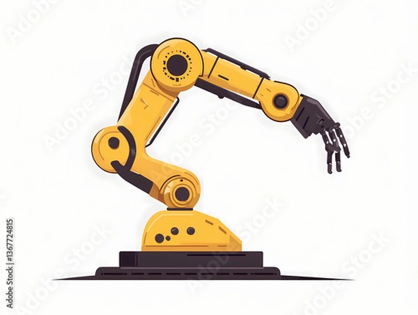 Fototapeta Robot arm industrial vector logo design