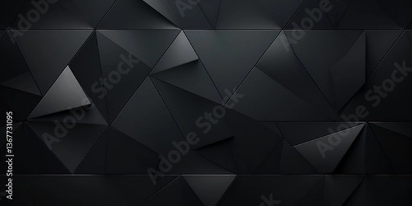 Obraz Black geometric background with a repeating pattern of triangles for design and graphic elements, dark gray wallpaper with a triangular texture. bokeh background