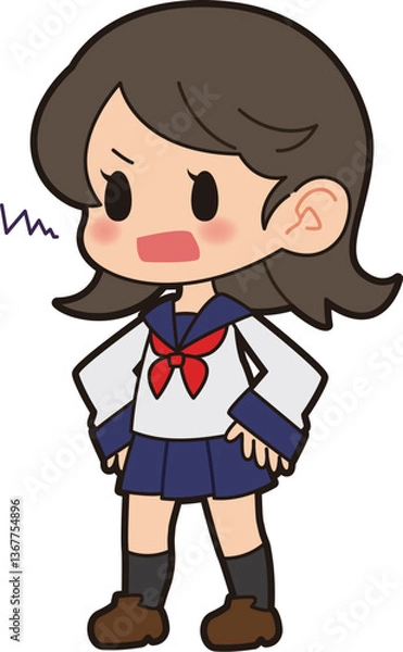 Fototapeta イライラしているセーラー服の女の子