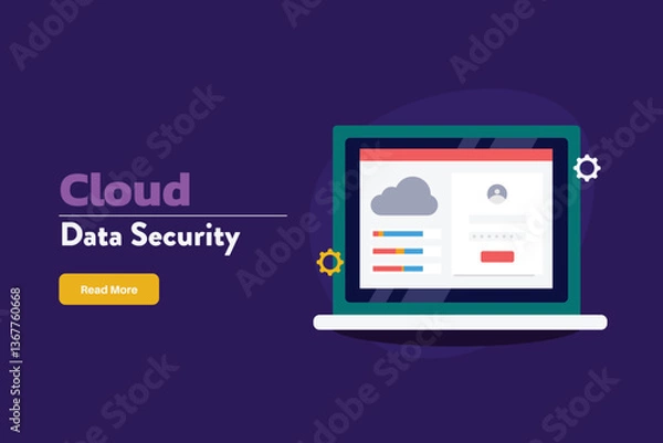 Fototapeta Cloud Security system, Data secured in cloud server, cloud computing, Cloud data security. 