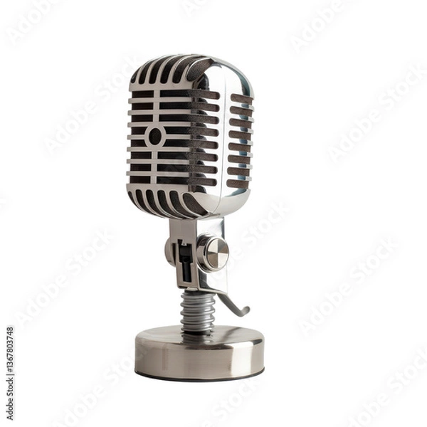 Fototapeta Vintage Microphone on Stand with Classic Design for Radio and Music Recording Use