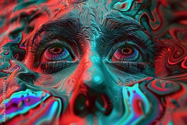 Obraz Digital art of a woman face being distorted with a liquefied texture
