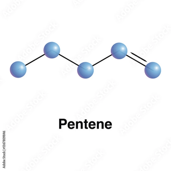 Obraz Pentene Formula C5H10. Alkene Chemical Structure Vector Illustration. Petroleum Byproduct Print
