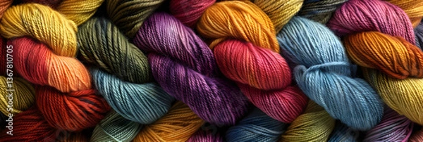 Fototapeta Intricate Yarn Texture Pattern with Vibrant Hues and Symmetrical Design Evoking Warmth and Comfort