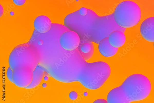 Obraz Abstract 3d art background with vibrant spheres floating. liquid blobs. soap bubbles.