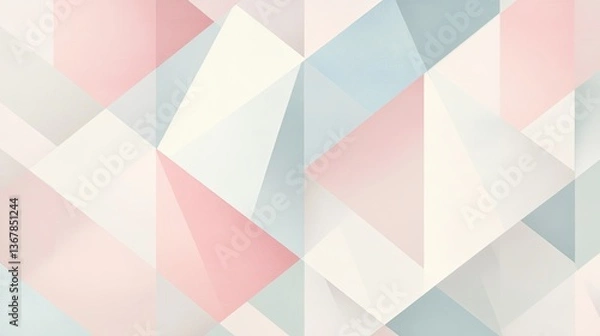 Fototapeta Geometric pattern, pastel pink, blue, light grey. Sharp but soft edges, subtle contrast, soothing modern neobrutalist style. Background for banner, wallpaper, ad.