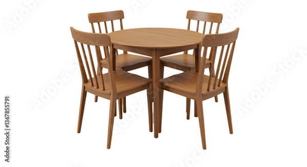 Fototapeta Dining Set: Table & 4 Chairs on Transparent  background