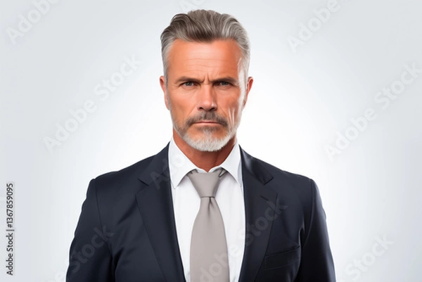 Fototapeta Portrait of a middle-aged businessman isolated on white background