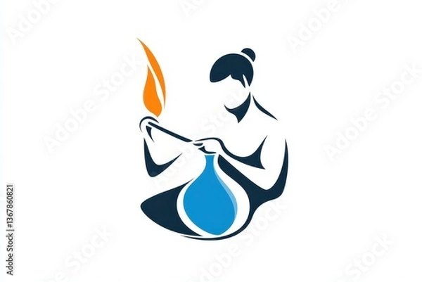 Obraz Minimalist Black and White Logo Artisan Glassblowing Design