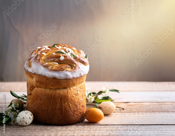 Obraz easter cake and eggs