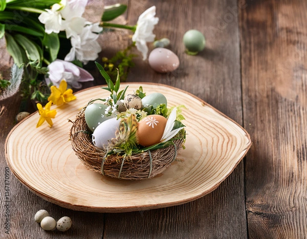 Obraz easter eggs in a basket
