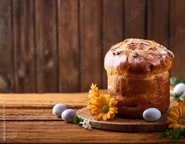 Obraz easter cake on wooden table