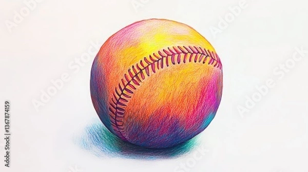 Obraz Vibrant Artistic Baseball  A Colorful Twist on a Sports Classic isolated on white background
