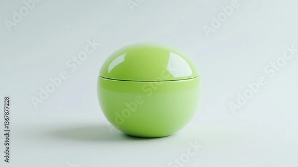 Fototapeta A shiny yellow , green  3D sphere with a black circular reflection element placed on a smooth beautiful background