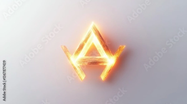 Obraz Fiery Stone Cross with Molten Lava Glow Effect on white background