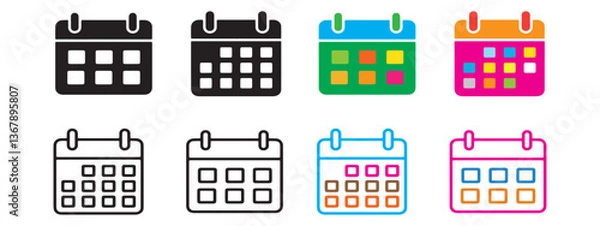 Fototapeta Calendar, clock, location. Editable stroke. Linear vector outline illustration. Eps 10