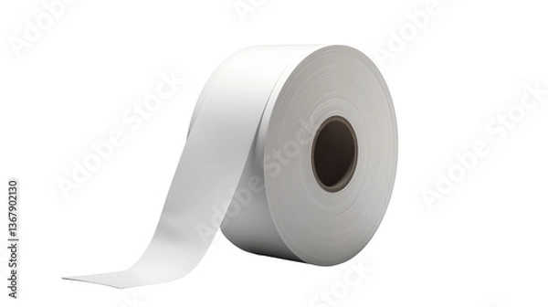 Fototapeta Thermal paper roll white blank for pos printer receipt isolated on black background transparent background