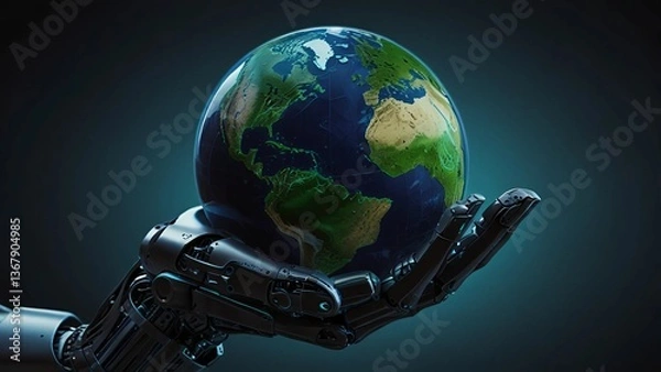 Obraz Earth in a robot hand