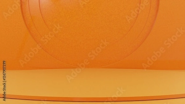 Fototapeta 3d render Orange pedestal. Computer generated