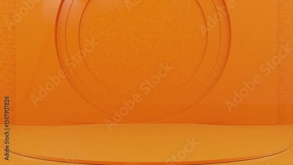 Fototapeta 3d render Orange pedestal. Computer generated