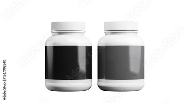 Fototapeta Supplement bottles mockup blank label product packaging container design stock transparent background