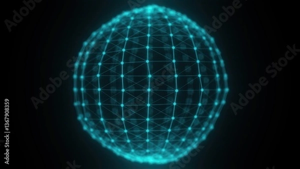 Fototapeta Plexus planet sphere of dots and lines. Computer generated 3d render