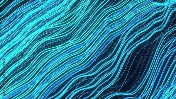 Fototapeta Neon abstract waves lines. Computer generated 3d render