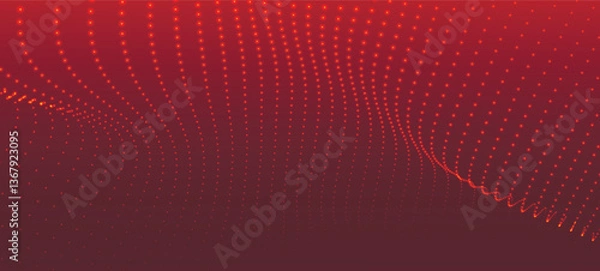 Obraz Abstract background with dynamic color wave. Futuristic dotted wave of bright particles. Colorful background for presentation design. Wide format vector illustration. Weave effect.