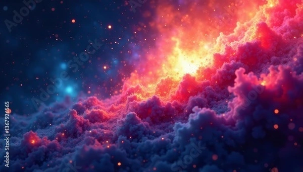 Fototapeta Abstract cosmic explosion of vivid colors blending together in a vibrant display of energy and beauty, colors, cosmic
